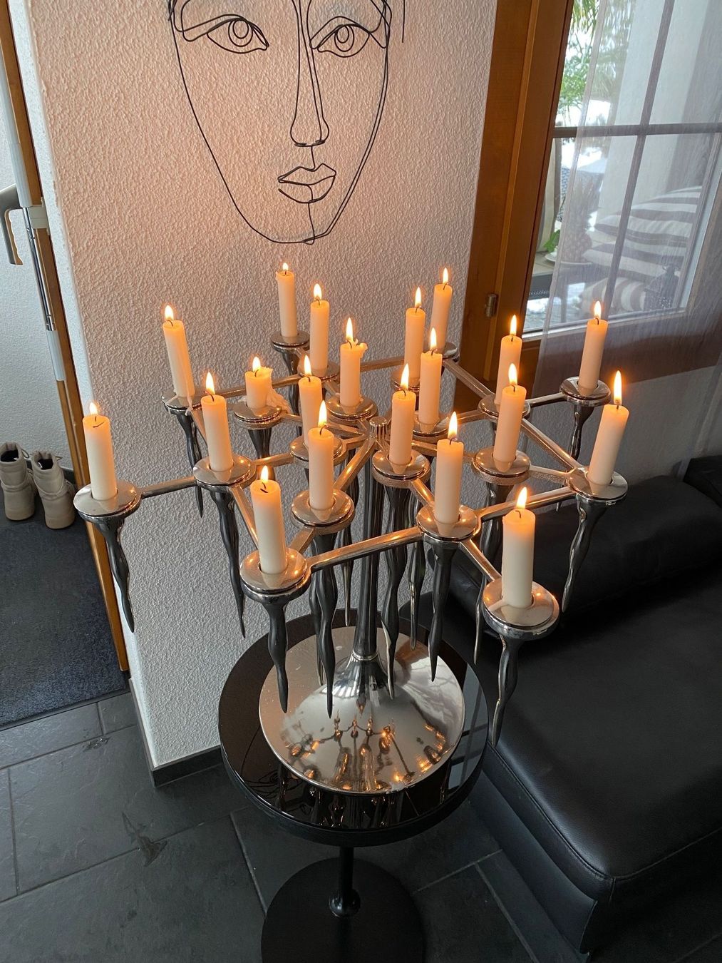 Kerzenständer: Designer Kerzenständer 20 Arme Chromstahl – Neu (gemäss Beschreibung) aus Goldau von Rjn 2