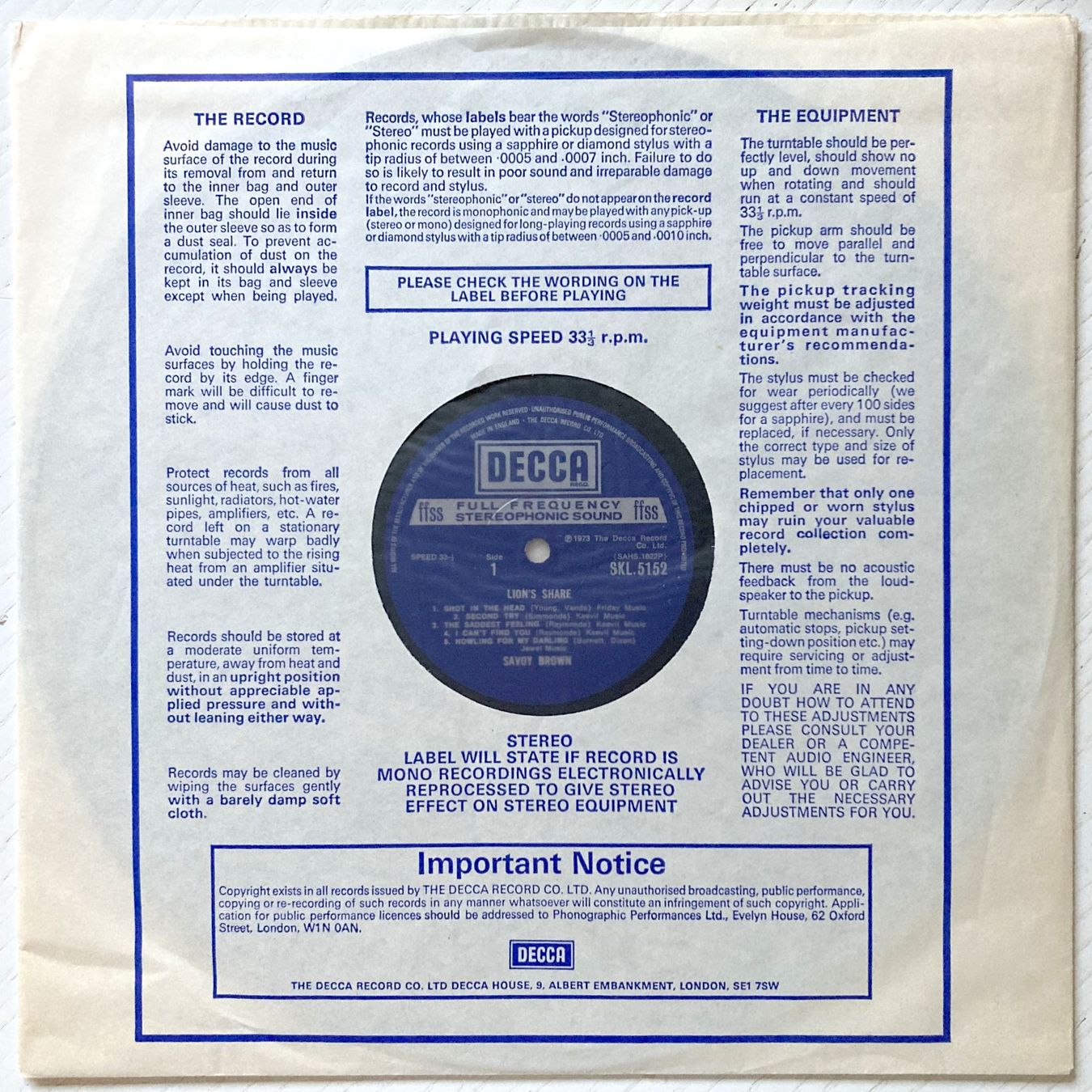 Dischi in vinile: SAVOY BROWN - LION'S SHARE – Usato da Bottens venduto da hotter-than-hell 2