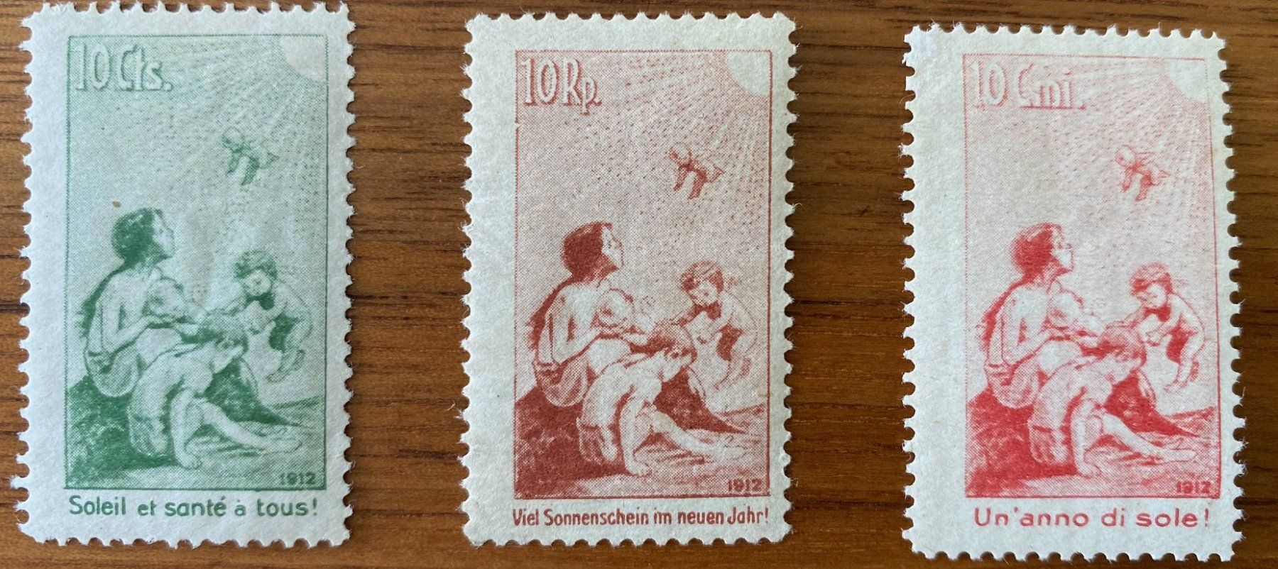 Tutti i francobolli: Pro Juventute Vorläufer 1912, I - III, De, Fr, It. – Usato da Aedermannsdorf venduto da Sennahoy11