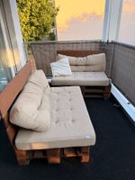 Balkon Lounge-Set aus Europaletten lasiert auf Rollen inkl.