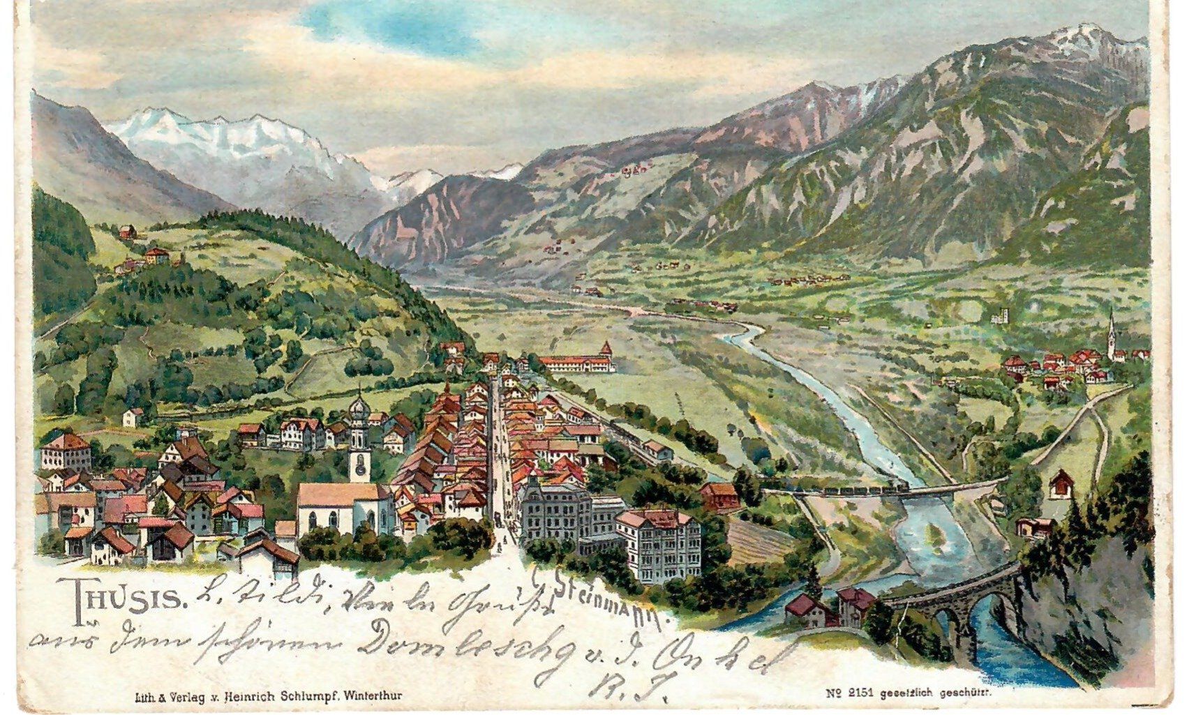 Cartoline postali: Thusis - Gemälde - 1905 – Usato da Zweisimmen venduto da jakobsweg