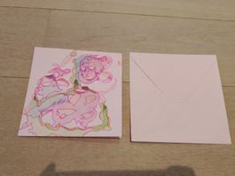 Handgemachte Karte mit Umschlag - 15 cm X 15 cm.