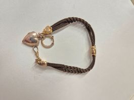 Antike Haarkette, Golddoublé, für Taschenuhr, Biedermeier