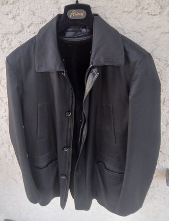 Brioni, Pelzmantel, 100% Seide, Schwarz, Grösse 52