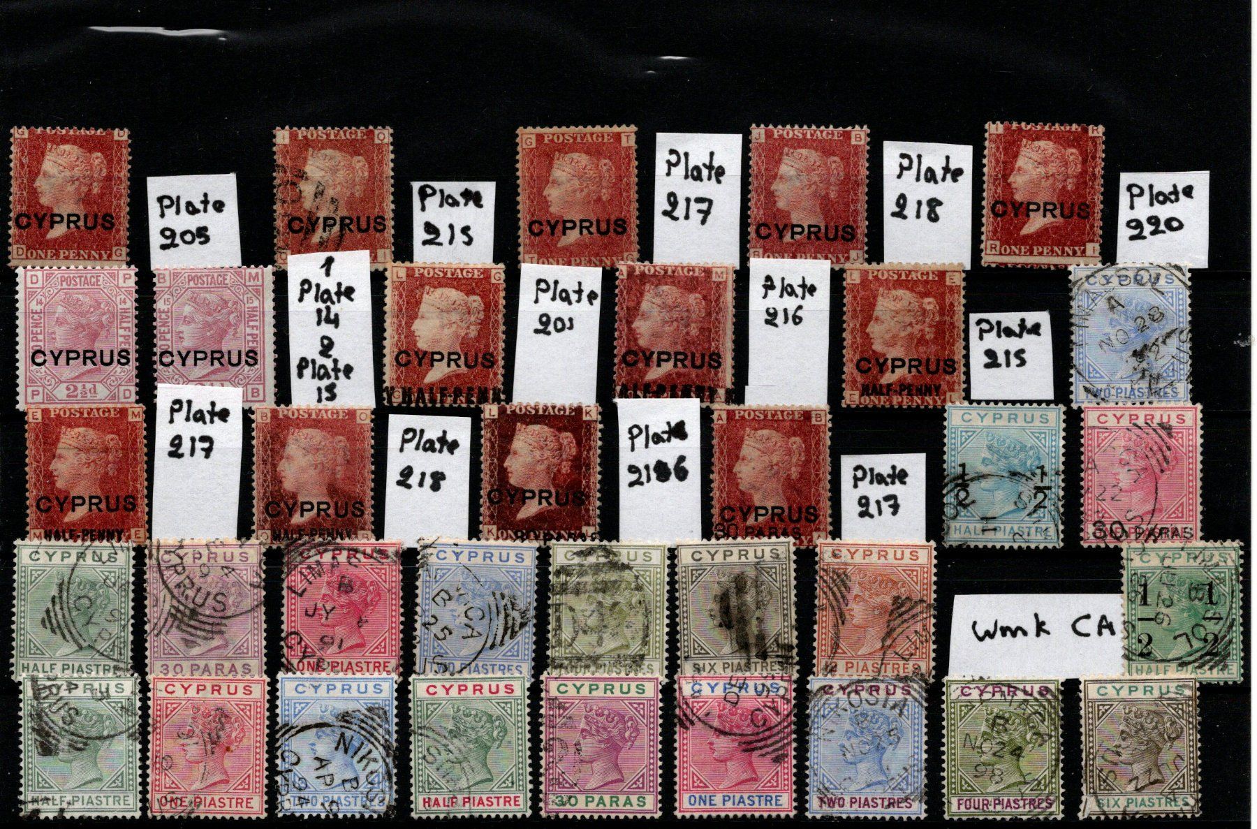 Alle Briefmarken: lot de timbres-poste de Chypre 1880-1925 – Gebraucht aus Moutier von Phillegrec