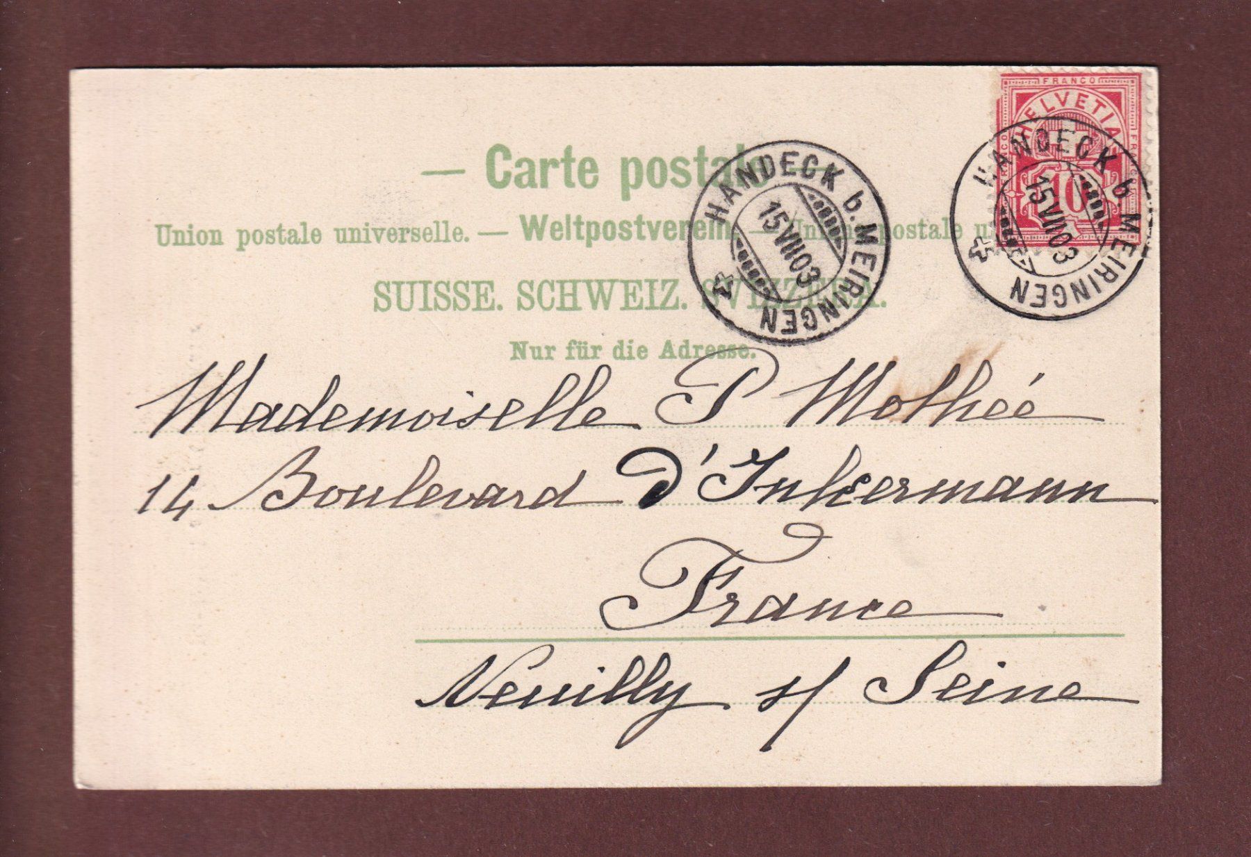 Cartoline postali: HANDECKFALL an der Grimselstrasse - 1903 – Usato da Pully venduto da nicecards 1