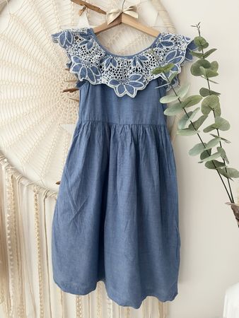 ZARA Jeanskleid Sommer Spitze Gr. 140