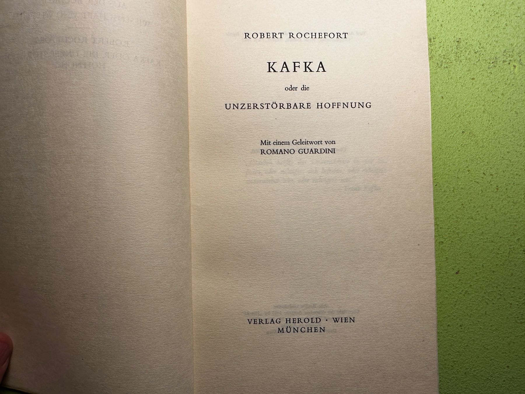 Libri: Robert Rochefort: Kafka oder die unzerstörbare Hoffnung. – Usato da Zürich venduto da allp 1