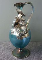 GlasKaraffe mit Silbermontur, 19 cm hoch, um 1985