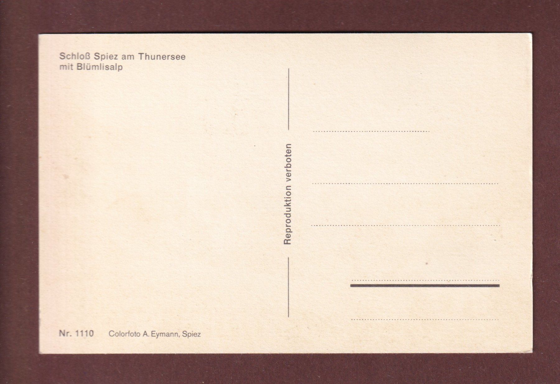 Cartoline postali: Schloss SPIEZ - Blümlisalp – Usato da Pully venduto da nicecards-shop 1