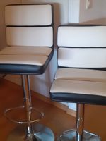Barhocker 2er Set weiss/schwarz Metall chrom guter Zustand
