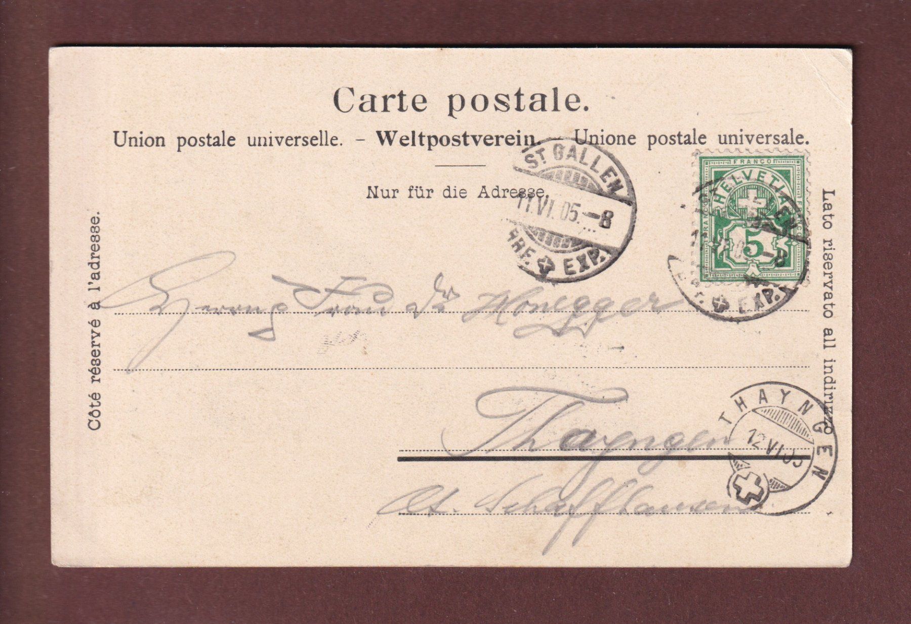 Cartoline postali: ST. GALLEN - Kloster - 1905 // Eckbug // – Usato da Pully venduto da nicecards 1