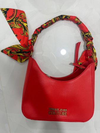 Versace Jeans Couture Handtasche rot mit Muster-Tuch, Som...