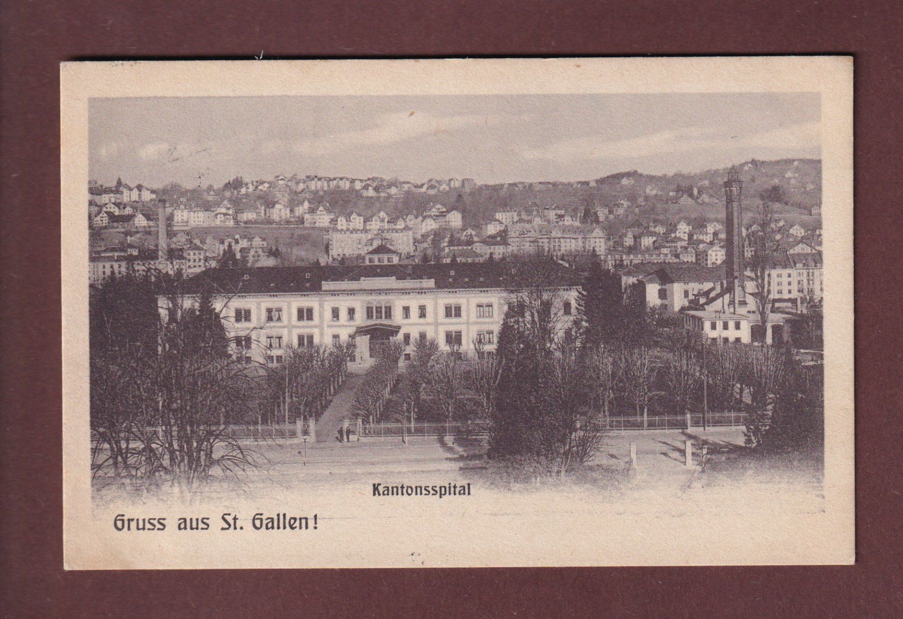 Cartoline postali: ST. GALLEN - Kantonsspital - 1920 – Usato da Pully venduto da nicecards