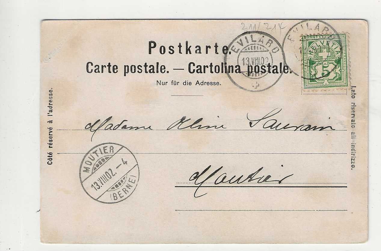 Cartoline postali: Evilard-Leubringen, 1907, Litho – Usato da Spiez venduto da Niesen20 1
