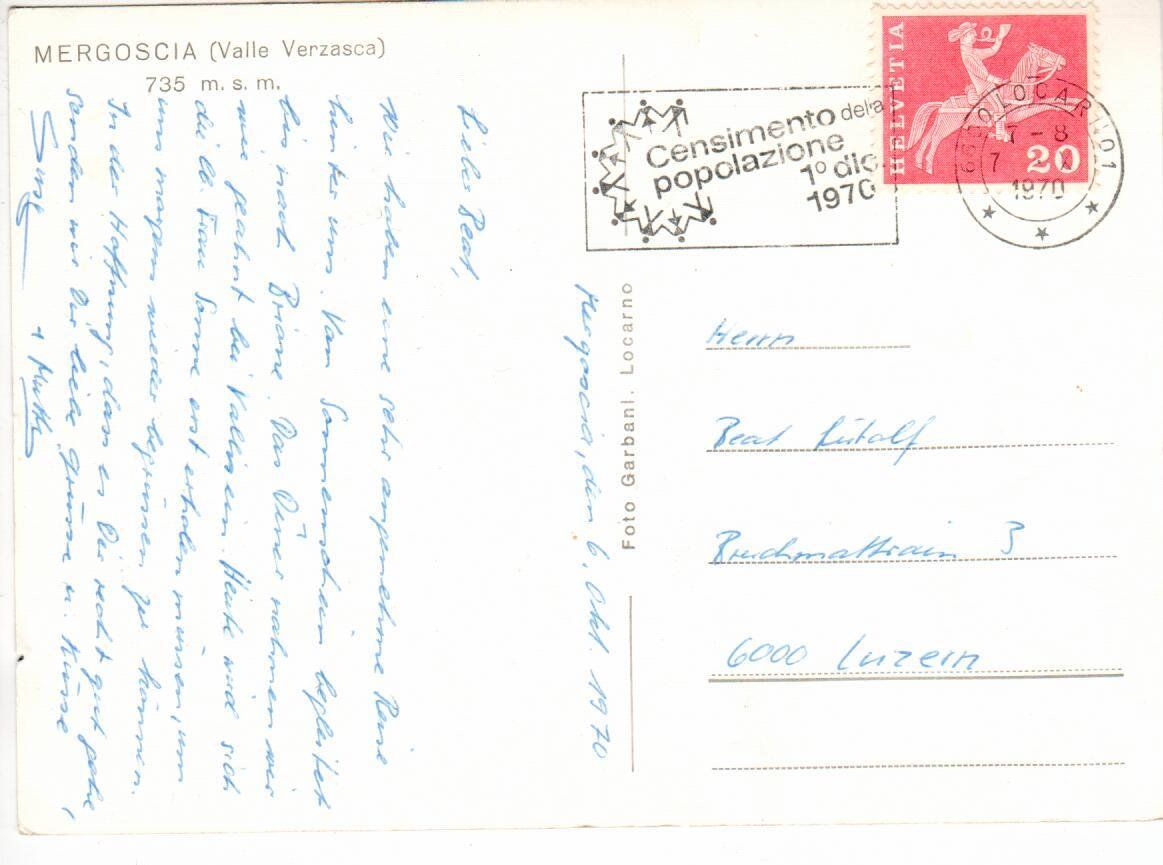 Cartoline postali: Mergoscia – Usato da Wolhusen venduto da Curver9 1