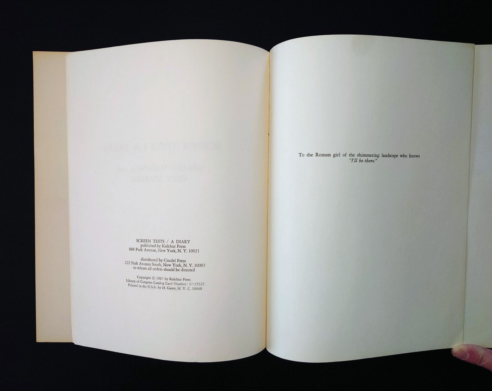 Bücher: Andy Warhol & G. Malanga - Screentests / A Diary. EA 1967 – Gebraucht aus Zürich von Artnex 5