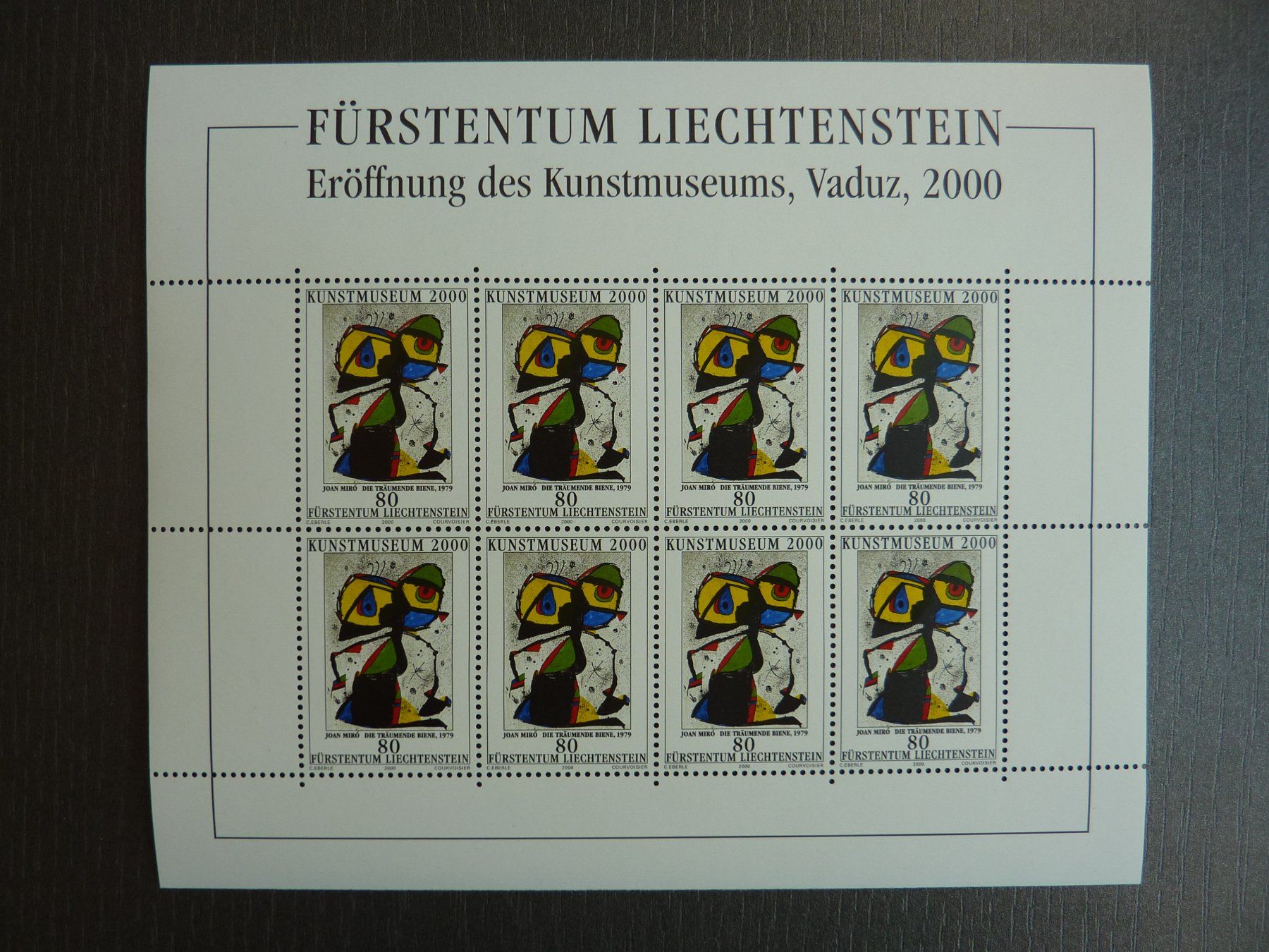 Tutti i francobolli: FL 2000 Bogen  "Kunstmuseum" **,  Fr. 4.-- – Nuovo (secondo la descrizione) da Zürich venduto da Aetna14