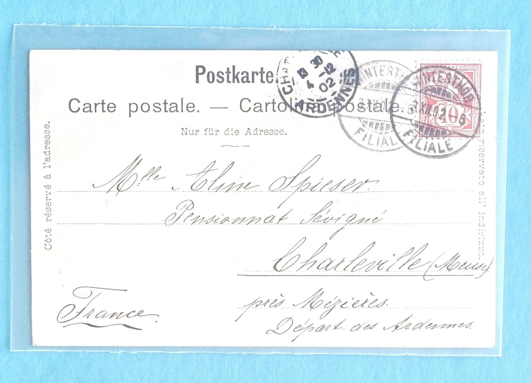 Ansichtskarten: Winterthur - Schulhaus Geiselweid - Stadtansicht - 1902 – Gebraucht aus Rothrist von RROENK 1