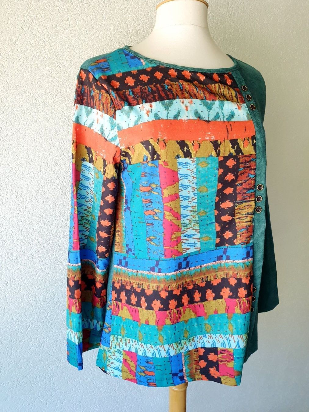 Maglioni & Felpe: PULLI PULLOVER PETROL UND BUNT M 38 VINTAGE STYLE CORDSTOFF – Nuovo (secondo la descrizione) da Elsau venduto da the-colorful-side