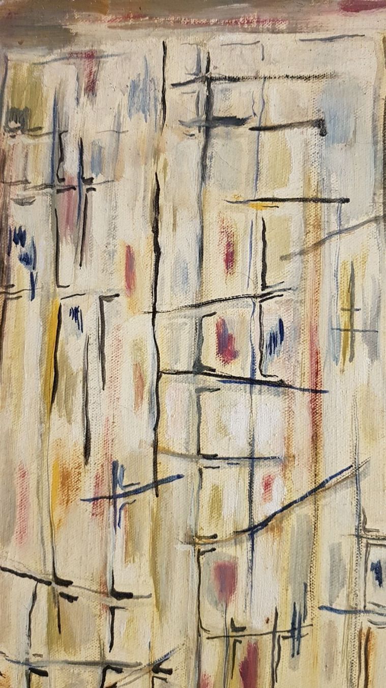 Dipinti: S. HELIAS beau tableau abstrait daté 77 – Usato da Lausanne venduto da leneko 4