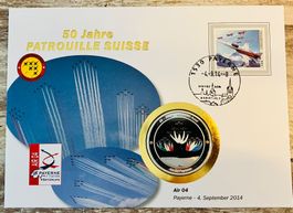 Patrouille Suisse  Numisbrief versilberte Medaille 2014