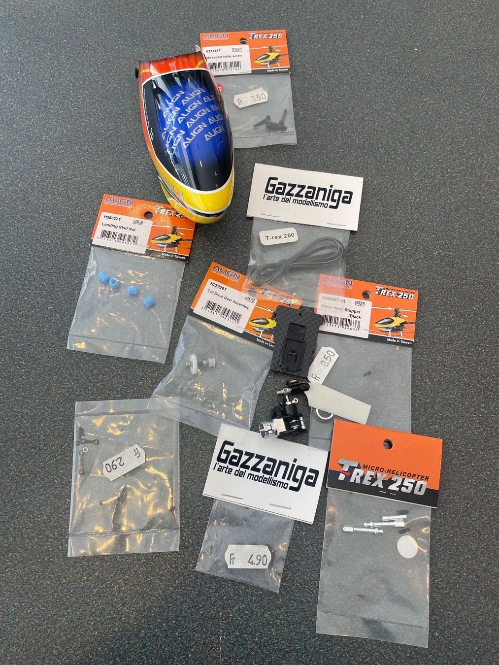 Kit di modellismo & Modellini statici: Align T-Rex 250 parts set #2 – Usato da Chiasso venduto da Carrara-Modellismo
