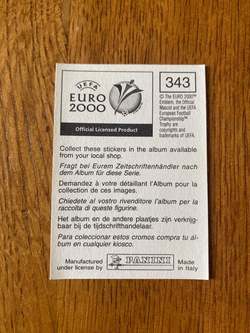 Panini Carte collezionabili: EM 2000 – Nuovo (secondo la descrizione) da Abtwil SG venduto da Zwiebi 1