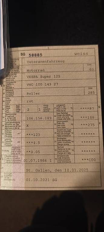 Vespa Scooter: Vespa Super 125 **Veteran** – Usato da Niederwil SG venduto da combatratcat 3