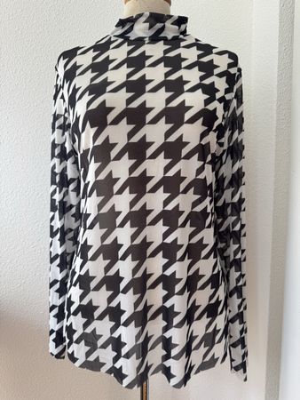 T Shirt LUUKAA T.40 Imprimé Pied-de-poule Noir/Blanc, neuf !