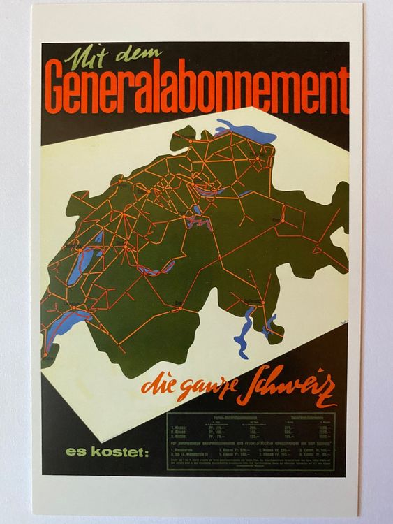 Karte SBB Mit dem GA - durch die ganze Schweiz 1942 (Repro.)  Kaufen auf Ricardo