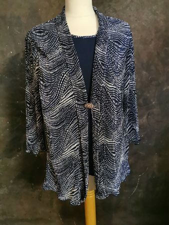 Blusenshirt, dunkelmarine/weiss