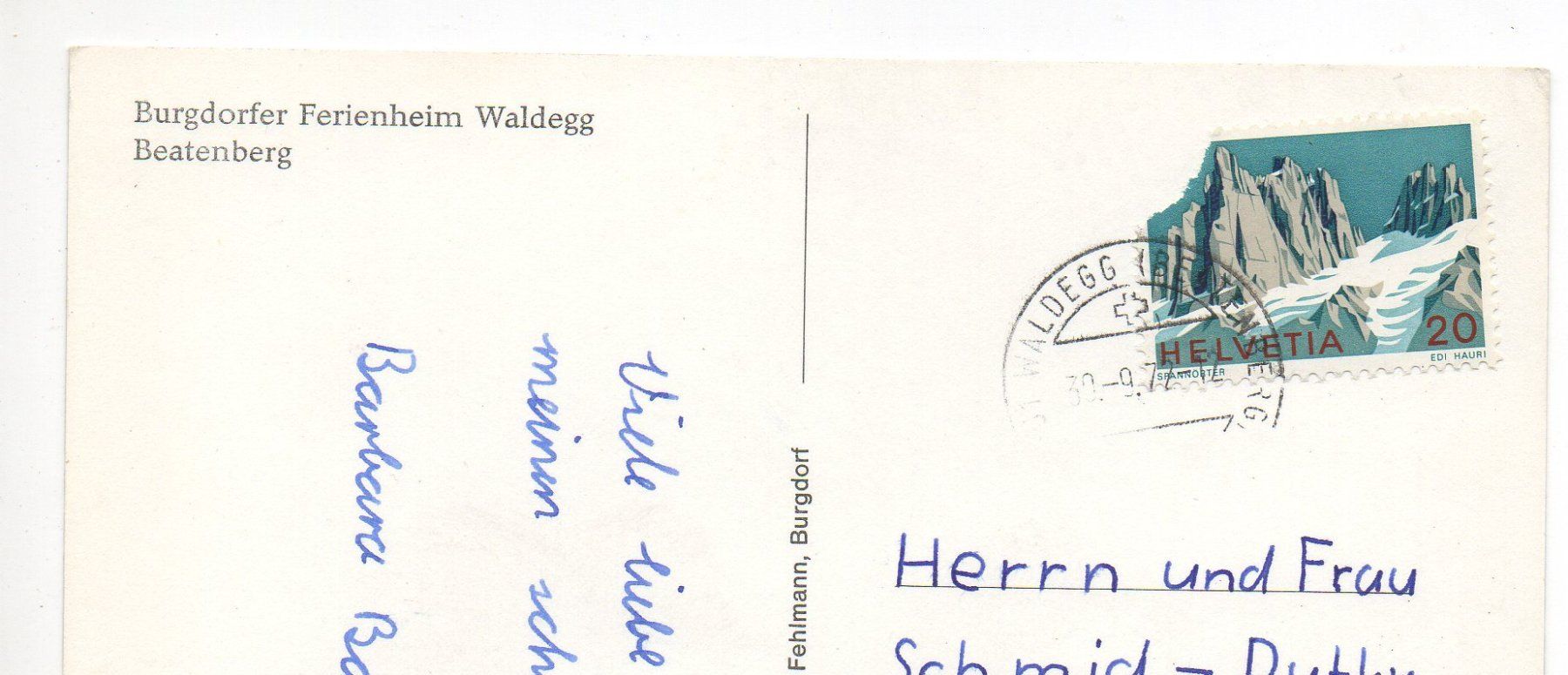 Ansichtskarten: BEATENBERG Burgdorfer Ferienheim Waldegg – Gebraucht aus Jona von philajona 1
