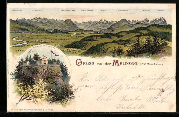 Cartes postales: Litho Meldegg, Panorama der Region, Gast – D'occasion à Berlin par bartko-reher