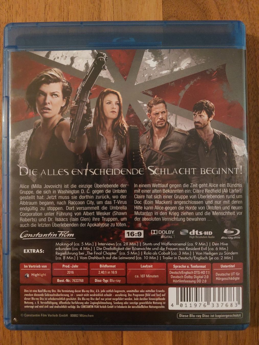 Alle DVDs: Blu Ray - Resident Evil The Final Chapter – Gebraucht aus Rheinfelden von FilmAuktion 1