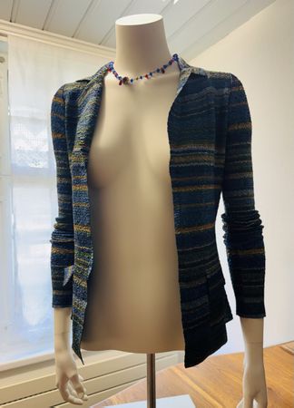Adolfo Dominguez leichter Blazer Streifen Blau Grün Gr 36