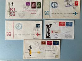 10 FDCs Erstflugbelege der KLM von 1960 und 1961