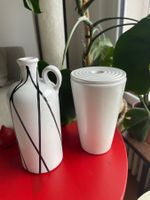 2 weisse Vasen Set mit Deckel auch für Einzelne Blumen