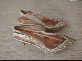 Elegantes Damenschuh-Set glitzernd Gr. 38 & passende Clutch