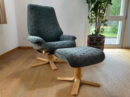 Sessel mit Hocker, drehbar, guter Zustand, Relaxsessel