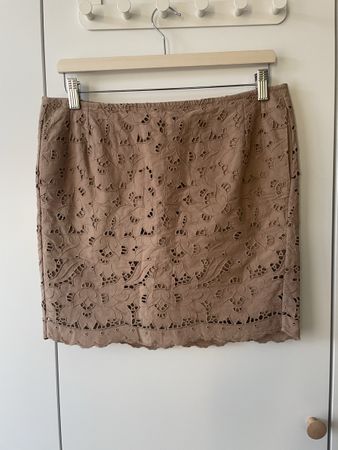 STELLA McCARTNEY Minirock Lochstickerei Camel/Beige, Gr 40/M