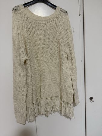 H&M Strickpullover, Gr. M, Creme mit Fransen, Herbst 🍂