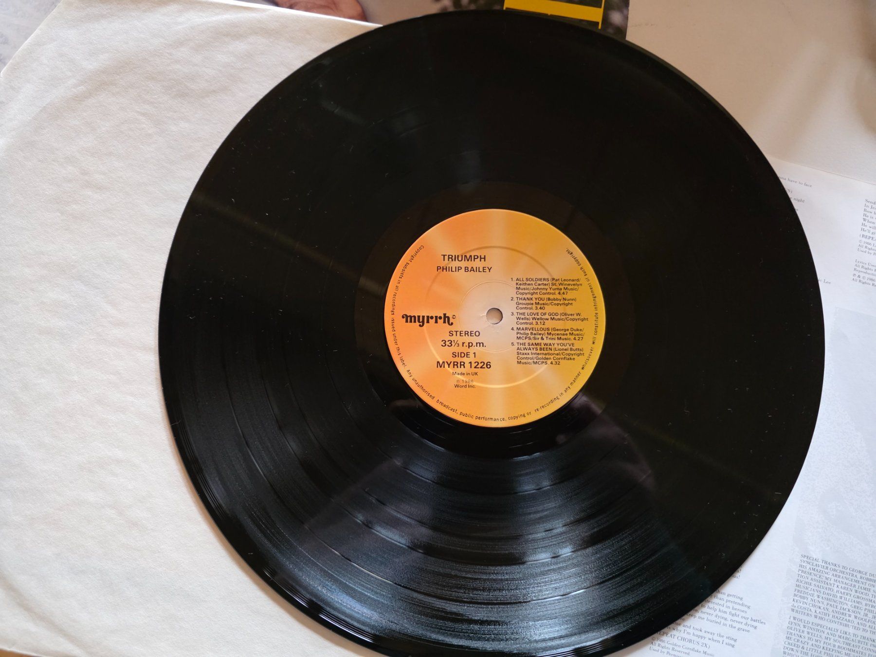 Dischi in vinile: LP: Philip Bailey - Triumph - Myrr 1226 - 1986 – Usato da Walterswil BE venduto da Lonitti 5