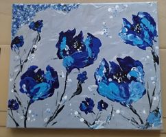 Original Acrylgemälde  "Enzian im Schnee"  25 x 30 cm