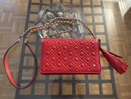 Tory Burch Red Quilted Leather Shoulder Bag