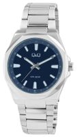Q&Q Citizen® Herrenuhr 42mm 5 Bar Edelstahl Silber Blau NEU