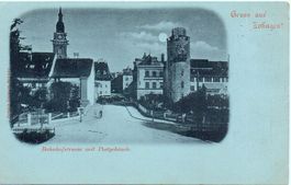 Gruss aus ZOFINGEN Bahnhofstrasse mit Postgebäude Mondschein