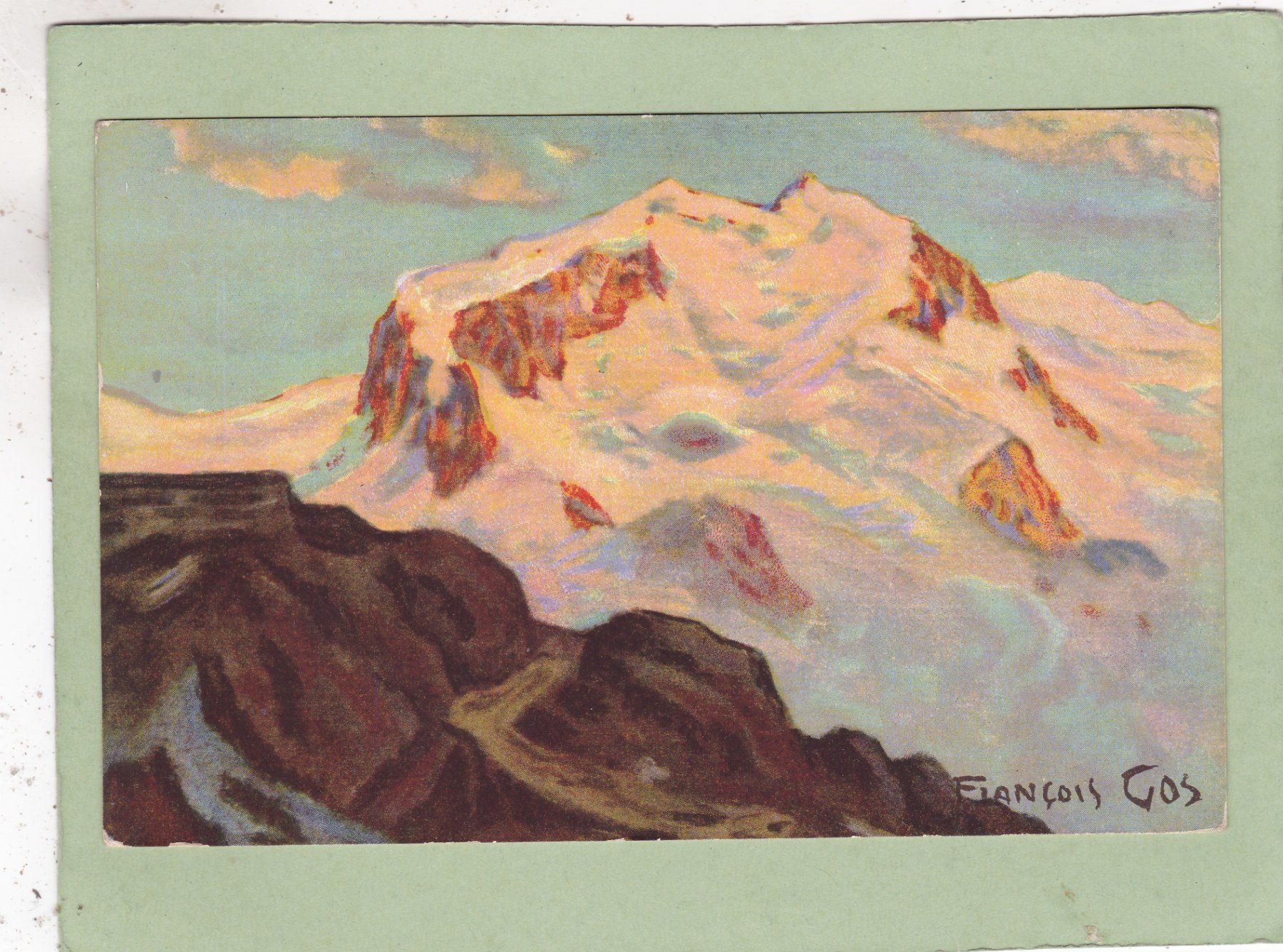 Cartoline postali: Kitsch Kunst Monte Rosa vom Gornergrat 1937 – Usato da Herisau venduto da Lisegrat2008