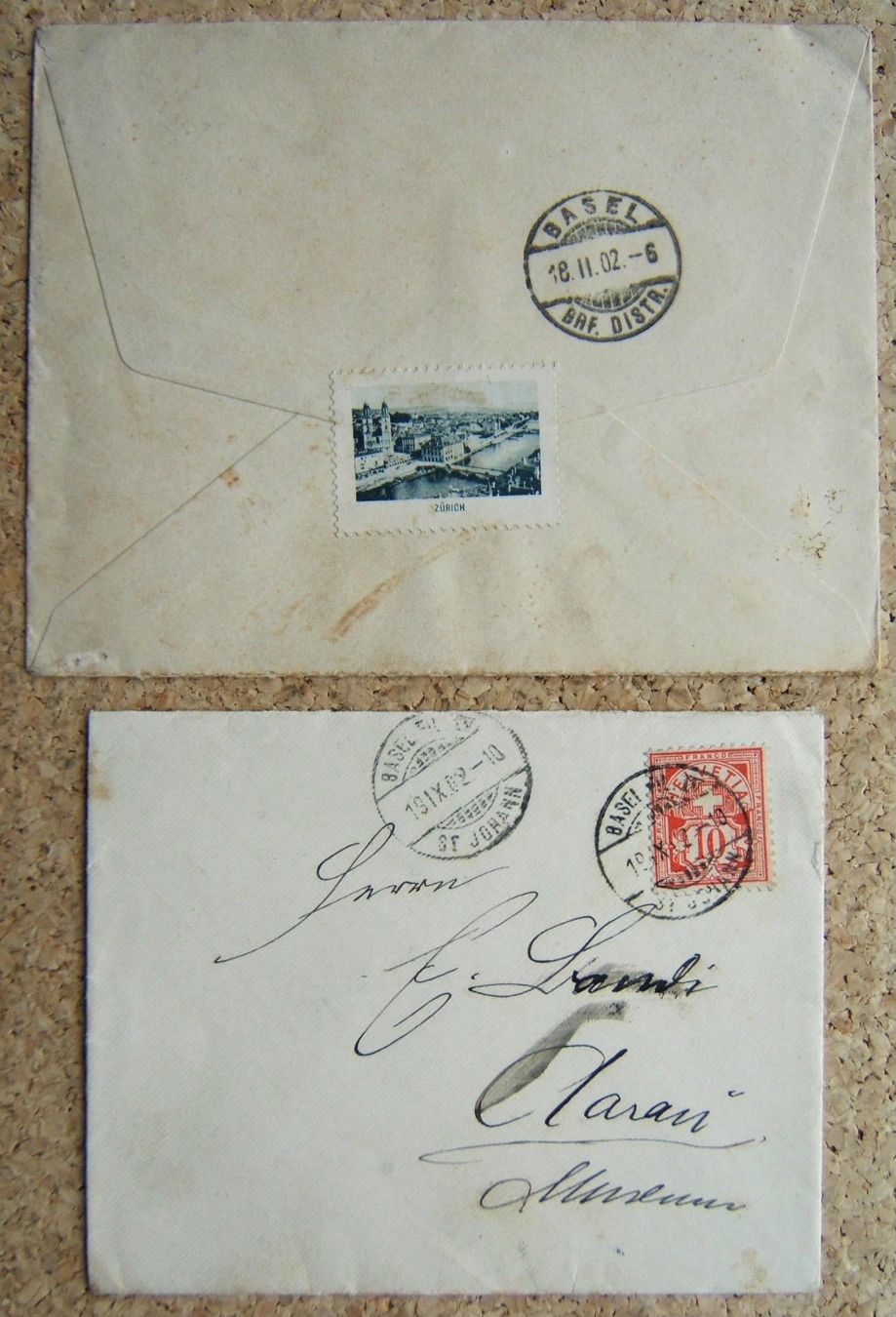Tous les timbres: 2 BRIEFE MIT RASIERKLINGENSTEMPEL AARAU 1902 – D'occasion à Brunnen par Nonne04 1