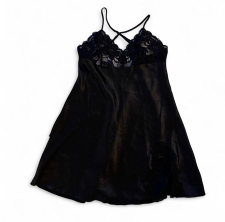 Schwarzes Babydoll Nachthemd mit Spitze Gr. S/M, neuwertig